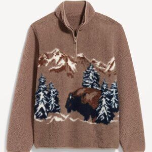 NWT Old Navy Bison Buffalo Quarter Zip Sherpa Size Small